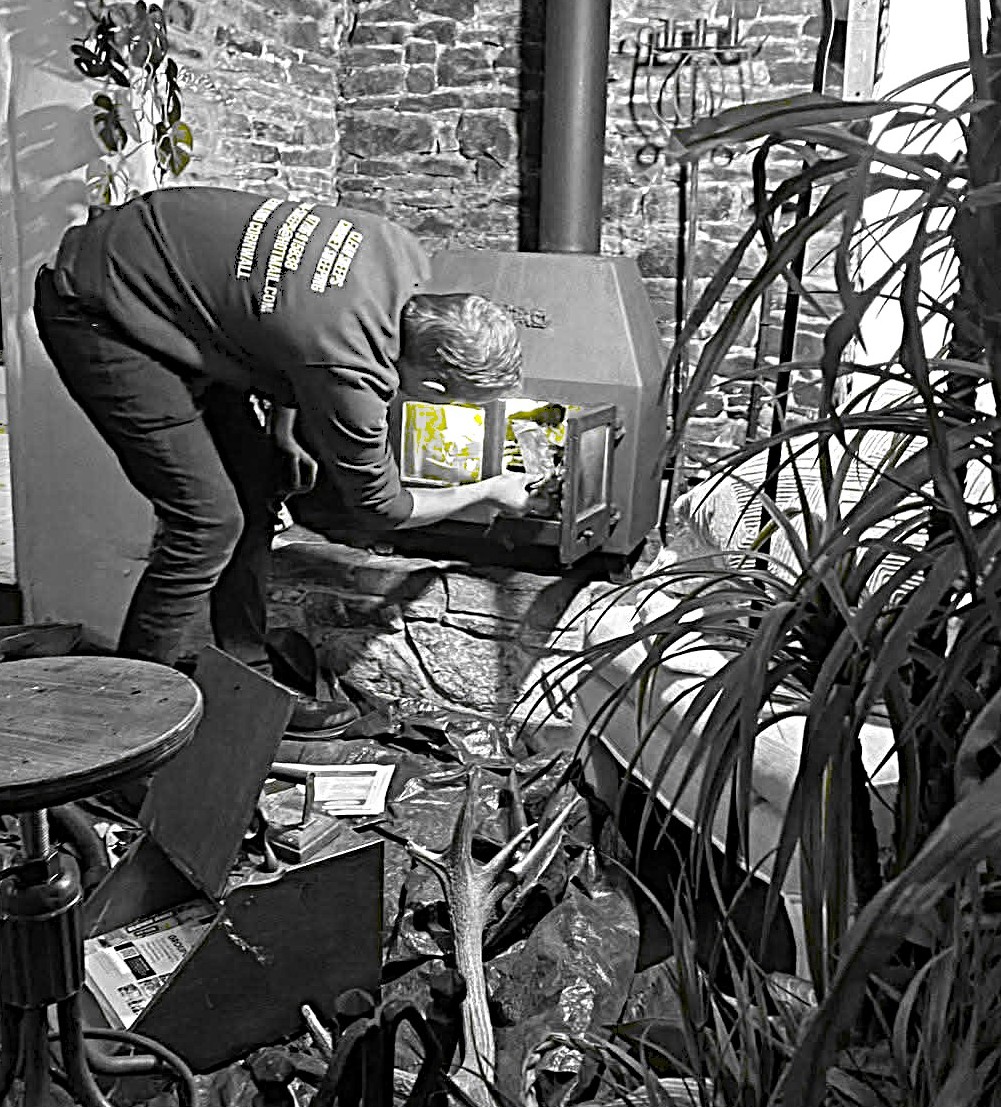 Clean Sweeps chimney sweep at work